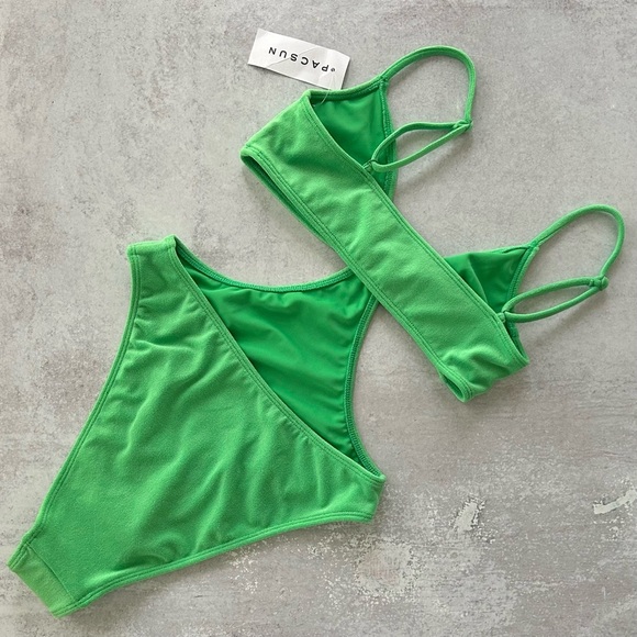 LA Hearts by PacSun Green Riviera Terry One Piece Swimsuit, XS NWT - Picture 6 of 7